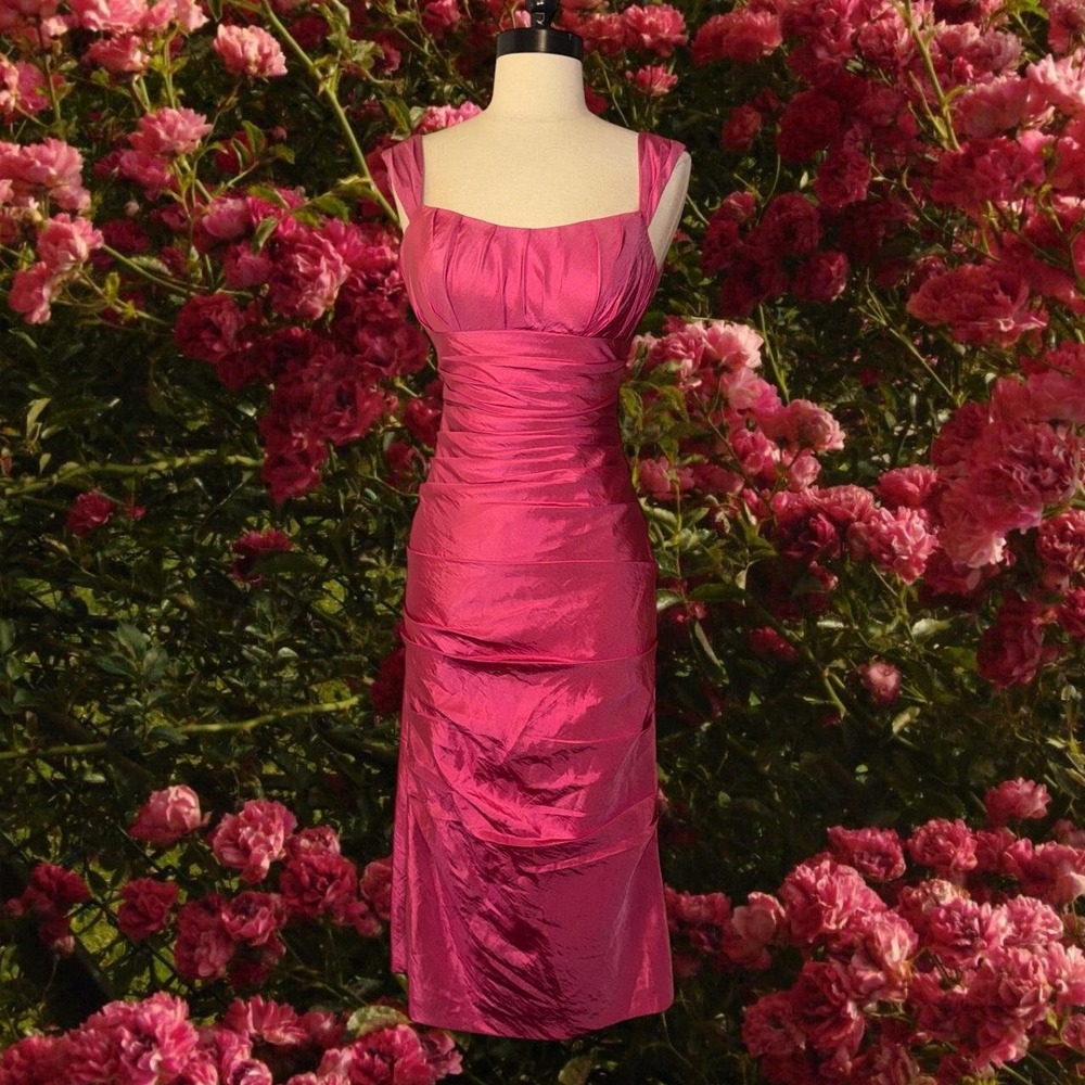 Vintage Y2K Hot Pink Ruched Formal Dress